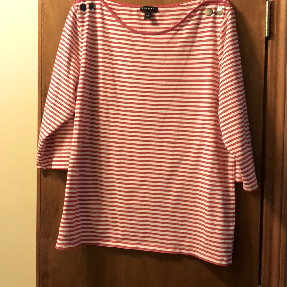 Tribal brand, size XL, women’s t-shirt,bright red & white.